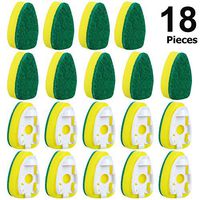 Dish Wand Refills Replacement Sponge Heads Scouring Scrubber Pads Heavy Duty Dish Wand Sponge for Kitchen Sink Cleaning Brush (18)