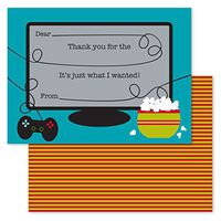 Gamer Kids Thank You Note Card Pack - Set of 20 fill in the blank cards with envelopes