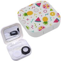 Portable Contact Lens Case Box Travel Kit Mirror + Bottle + Tweezers Container Holder [ Colorful Cute Tropical ]