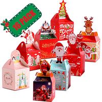 16 Pack 3D Small Christmas Gift Boxes Goody Candy Cookie Paper Treat Box Party Favor Bags for Holiday Xmas
