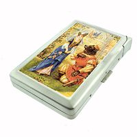 Perfection In Style Metal Cigarette Case with Built in Lighter Vintage Fairy Tale Design 005