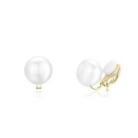 YOQUCOL 8mm White Simulated Freshwater Pearl Golden Tone Clip On Earrings Not Pierced Elegant Stud For Women Girls