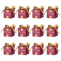 Amosfun 12pcs Wedding Party Favor Boxes Wedding Candy Boxes Bags Chocolate Treat Gift Boxes with Ribbons for Wedding Bridal Shower Baby Shower Birthday Party Decoration Size L
