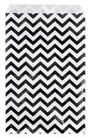 200 pcs Black Chevron Paper Gift Bags Shopping Sales Tote Bags 6" x 9" Black and White Zig Zag Design-Caddy Bay Collection