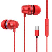 Zippem for Type-C Wired Earphones Bilateral Stereo in-Ear Wire Control Metal Headset Headphones