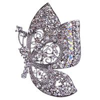 Vintage Butterfly Insect Silver Plated Brooch Pin Rhinestone Crystal Jewelry Fashion Beauty Party Woman Cheap Design Womans Decoration Prom | Color - Silver