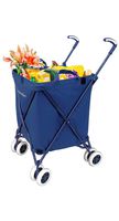 The Original VersaCart Transit Folding Shopping and Utility Cart, Water-Resistant Heavy-Duty Canvas with Cover, Double Front Swivel Wheels, Compact Folding, Transport Up To 120 Pounds, Signature Blue