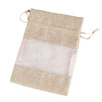 12Pcs 5X7inch Burlap Drawstring Gift Bag Linen One Side Clear Organza Pouches Jewelry Wedding Party Favor Gift Candy Bags Storage Pocket