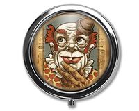 Vintage Clown Face Pill Box Case Pillbox Holder Trinket Stash Box Arsenic Vintage Style Medicine Vitamin Pill Organizer Case