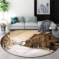 RUGSMAT Western Non-Slip Area Rug Pad Round,Vintage Cowboy Town Street Protect Floors While Securing Rug Making Vacuuming Round-51