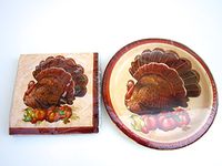 Holiday Fall Thanksgiving Elegance Lunch Plate and Beverage Napkin 2 Piece