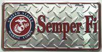 Semper Fi U.S. Marine-Diamond Front Novelty License Plate 6x12 by Tromic USA