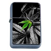 Vintage Marijuana Flip Top Dual Torch Lighter S9 Smoking Cigarette Smoker 420 Weed