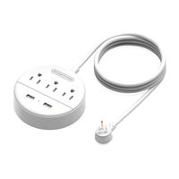 Power Strip with USB, NTONPOWER Travel Power Strip Flat Plug, 9.8 ft Extra Long Extension Cord, 3 Outlet 2 USB Desktop Charging Station Wall Mount for Home, Dorm Room, Office and Cruise Ship, White