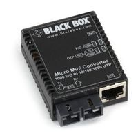 Black Box Micro Mini Media Converter, 10-/100-/1000-Mbps Copper to 1000-Mbps Duplex Fiber, Single-mode, 1310-nm, 12 km, SC