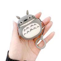 ICI-Rencontrer 3D Cute Vivid Laughing Totoro Design Airpods Case Creative Character Animals AirPods Accessories Wireless Charging Earphone Soft Silicone Shockproof Protector For Airpods Pro