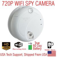 SecureGuard 720P XSMOKE Xtreme WIFI Battery Powered Smoke Detector Spy Camera Wireless IP P2P Wi-Fi Mobile Hidden Nanny Cam Spy Camera Gadget (UP TO 60 DAYS BATTERY LIFE)