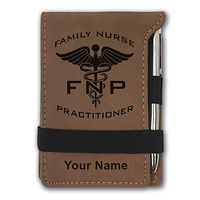 Mini Notepad, FNP Family Nurse Practitioner, Personalized Engraving Included (Dark Brown)