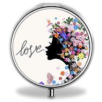 IMLONE Pill Organizer, Customized Beautiful Woman Pill Boxes with 3 Components and Mirror for Travelling and Daily Needs