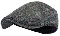 Wonderful Fashion Men's Classic Herringbone Tweed Wool Blend Newsboy Ivy Hat (Large/X-Large, Gray Plaid)