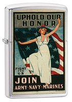 Zippo Personalized Message Engraved on Backside Customized U.S. Marine Corps. Marine Vintage Poster Windproof Lighter (Marine Vintage Poster)