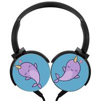 Wired Stereo Kawaii Cute Narwhals Headphone Noise Cancelling Over Ear Headphones with Microphone Portable Headset Earphone Earpiece