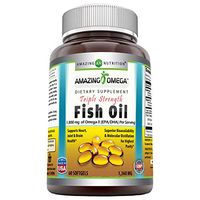 Amazing Omega Triple Strength Fish Oil-1,360 Mg, Softgels (Non-GMO,Gluten Free)-Supports Heart, Joint & Brain Health - Superior Bioavailability & Molecular Distillation for Highest Purity (60 Count)