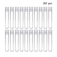 50 Pieces Test Tubes with Caps Clear Plastic 16x100mm(10ml) Test Tube Holder Set with Caps for Scientific Experiments, Party, Decorate The House, Candy Storage