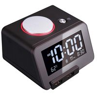 [Upgraded Version] Homtime C1 Pro Alarm Clock for Bedrooms with Bluetooth Speaker, 2-Port Universal USB Charger, Large Dimmable LCD Screen, Thermometer, Snooze, Warranty - Black