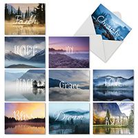 10 Scenic ‘Wordscapes' Thank You Cards with Envelopes 4 x 5.12 inch, Beautiful Scenery with Positive Words, Boxed Thank You Greeting Notecards, Bulk Stationery Set of Note Cards M6581TYG