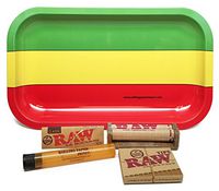 Bundle - 5 Items - RAW 1 1/4, 79mm Roller and Pre-Rolled Tips with Rolling Paper Depot Rolling Tray (Rasta) and Kewltube