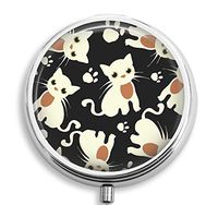 BeeGogo - A Group of Cute Cats Custom Round Silver Pill Box Pocket 2.1 inches Medicine Tablet Holder Organizer Case for Purse