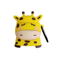 UR Sunshine AirPods Case, Super Cute Creative Standing Sleeping Yellow Giraffe Shape AirPods Case, Soft Silicone Earphone Protectior for AirPods1&2+Hook