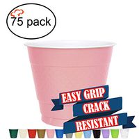 TigerChef 9 Ounce Pink 75 Pack Easy Grip Plastic Party Cups Solid Color Disposable 9 Oz Plastic Cups BPA Free