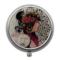 Pill Box with Vintage Zodiac Sign Design | Compact Pill case for Pocket or Purse