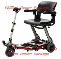 Free Rider USA - Luggie Super - Compact Lightweight Foldable Scooter - 4-Wheel - Red - Phillips Power Package TM - to $500 Value