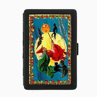 Perfection In Style Black Color Metal Cigarette Case Vintage Halloween Design 005