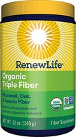 Renew Life Adult Fiber Supplement - Organic Triple Fiber - Dietary Fiber - Dairy & Soy Free - 12 Ounce, (Packaging May Vary)