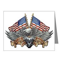 Note Cards (10 Pack) Eagle American Flag Motorcycle Engine