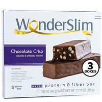 WonderSlim Low-Carb 15g Protein Diet Bar - Chocolate Crisp - High Fiber Weight Loss Snack Bar - Gluten Free (3 Boxes - Save 10%)