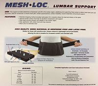 Florida Orthopedics Mesh-Loc Latex Free Lumbar Support 10", For Men or Women, Black - Large