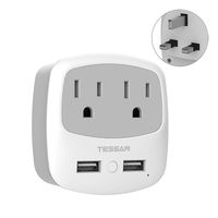 UK Ireland Scotland Power Adapter Plug, TESSAN Type G Outlet Adaptor with 2 USB 2 American Sockets, US to London England British Hong Kong Irish Dubai Travel Adapter