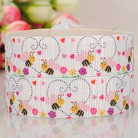 10 Yards7/8"22mm hardworking bee cartoon Printed Gift Grosgrain Ribbon