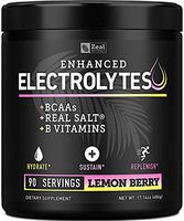 Electrolyte Powder w Real Salt +BCAAs +B-Vitamins (90 Servings | Lemon Berry) Sugar Free Electrolyte Supplement w Potassium Zinc & Magnesium for Complete Hydration & Recovery - Keto Electrolytes