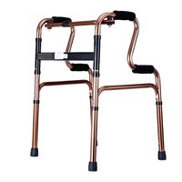 Yadianna Cozy Disabled Walking Frame Elderly Walker Assisted Walker Without Wheels 4 Feet Rose Gold Color Non-Slip Walking Stick with Hospital