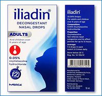 Iliadin Nasal Decongestant Drops 0.05% for Adult and Childern Over 6 Years of Age (0.34 Ounces with Dropper Cap) Composition: 0.05% Oxymetazoline Fast Relieves Nasal Congestion and Its Effect Persist