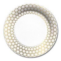 Lenox Prismatic Gold Hexagon Pattern Disposable Paper Plates, 10.5'' D, 8pcs