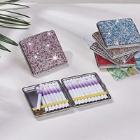 Elecrelive Purple Metal Cigarette Case Holds 20 Regular Cigarettes Double Sided Shiny Cigarette Diamonds Holder Capacity Cigarette Box Cigaret Box for Men & Women
