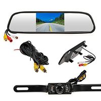 Ouku 4.3"-inch Waterproof Backup Camera & Rear View Monitor Reversing Parking Mirror Reverse System + LED Night Vision Cam Distance Scale Lines, Reverse 120°Swivel Angle Adjustable
