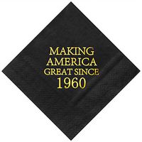 Crisky 60th Birthday Disposabel Napkins Black and Gold Dessert Beverage Cocktail Cake Napkins 60th Birthday Decoration Party Supplies, Making America Great Since 1960, 50 Pack 4.9"x4.9" Folded